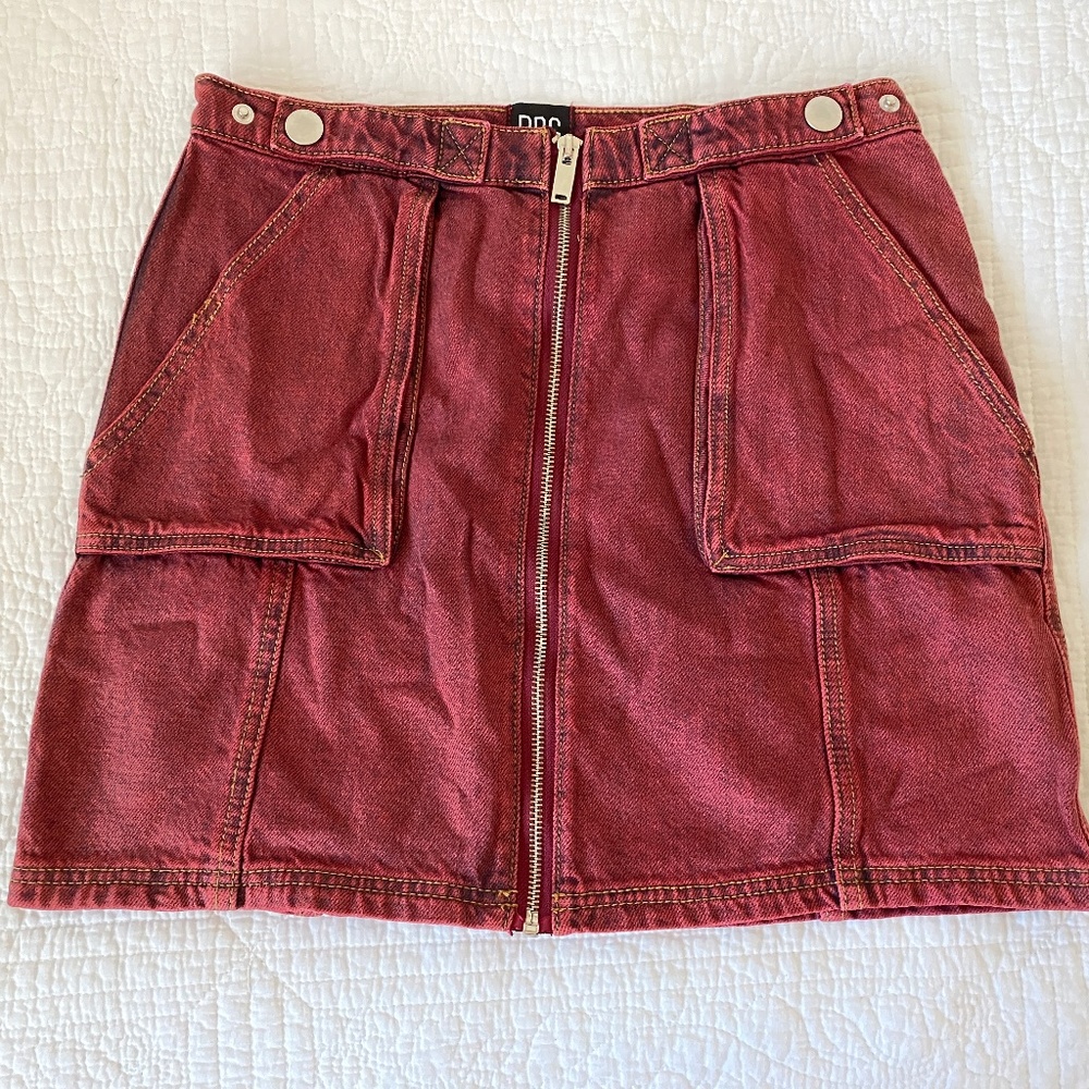 BDG Burgundy skirt with cute embellishments 🐞